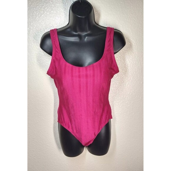 Vintage 90's Catalina Solid Hot Pink Swimsuit Size 1X - Picture 1 of 13